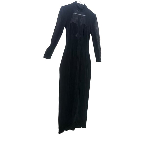 Tadashi Maxi Long Dress Gown Women Small Black Mesh 90s Grunge Y2K Formal Goth - Picture 15 of 16